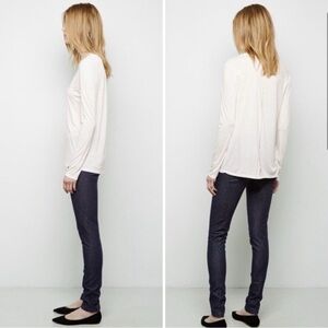 The Row Stratton Skinny Pull On Jean in Dark Blue Wash.